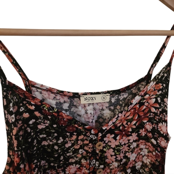 Sozy Ada Tencel Black Multicolor Floral Maxi Dress - Picture 4 of 4